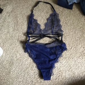 Victoria’s Secret navy and black lace bodysuit